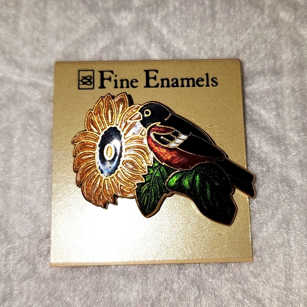 Fine Enamels Bird Pin (MD Oriole?) NIB